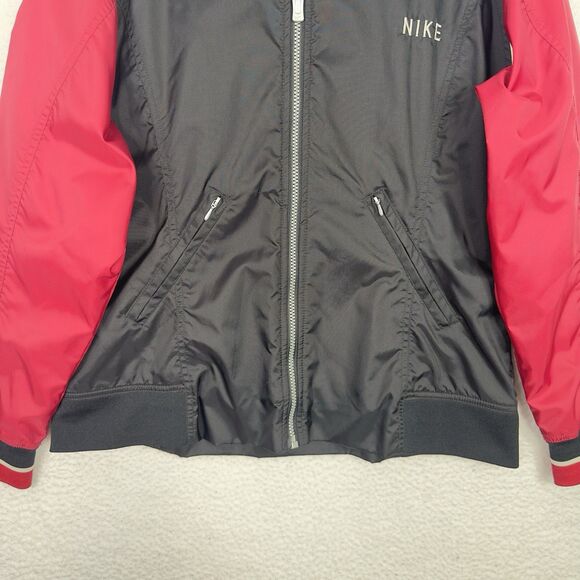 VTG Nike Track Jacket Youth Large (12-14) Black Red Windbreaker Full ZIp Lined - Picture 3 of 15